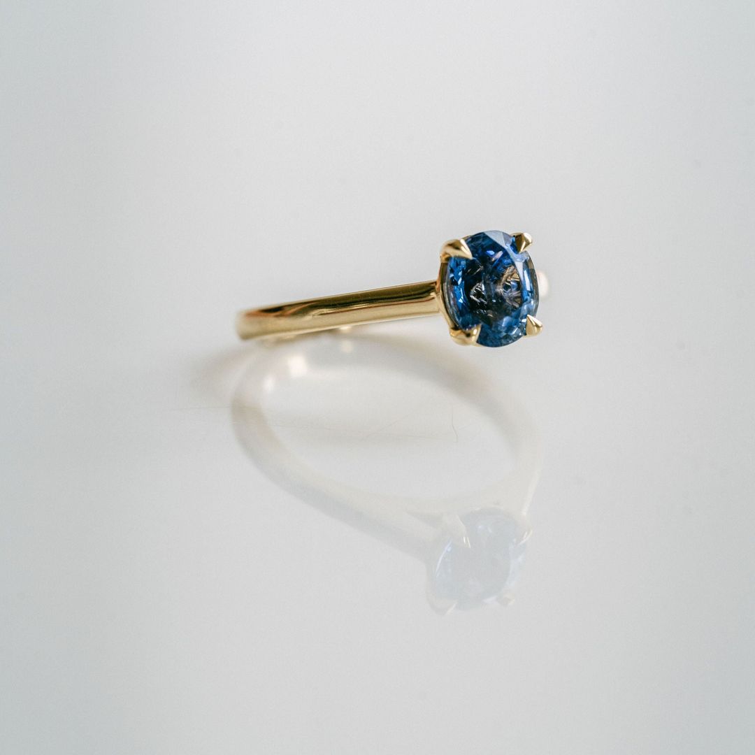 3.5 CT Round Pave Lab Grown Blue Sapphire Engagement Ring