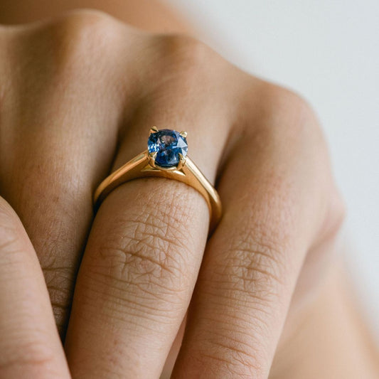 3.5 CT Round Pave Lab Grown Blue Sapphire Engagement Ring