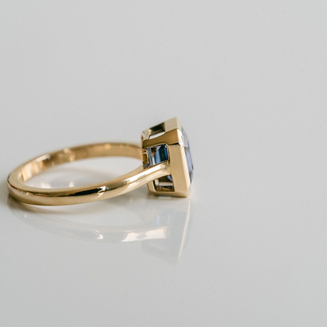 3.5 CT Round Pave Lab Grown Blue Sapphire Engagement Ring