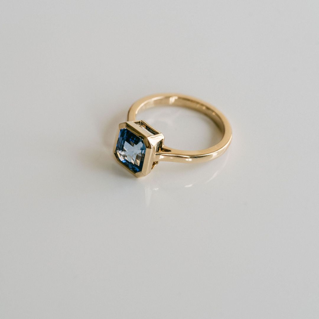 3.5 CT Round Pave Lab Grown Blue Sapphire Engagement Ring