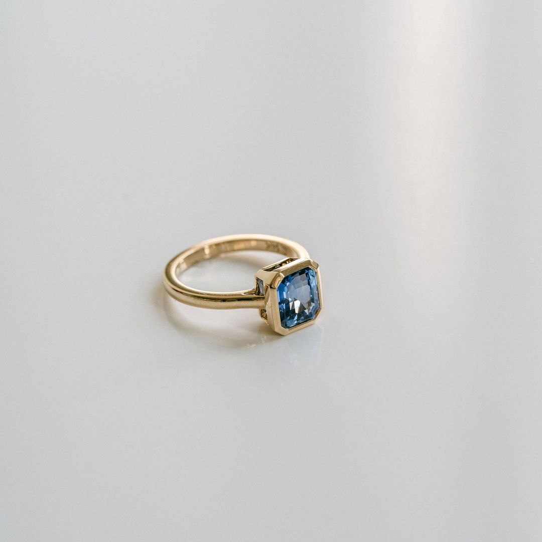 3.5 CT Round Pave Lab Grown Blue Sapphire Engagement Ring