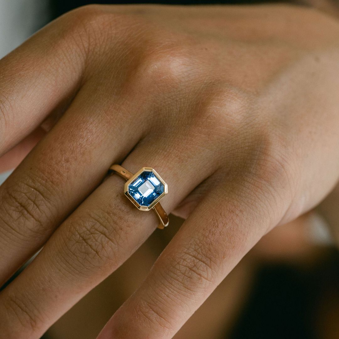 3.5 CT Round Pave Lab Grown Blue Sapphire Engagement Ring