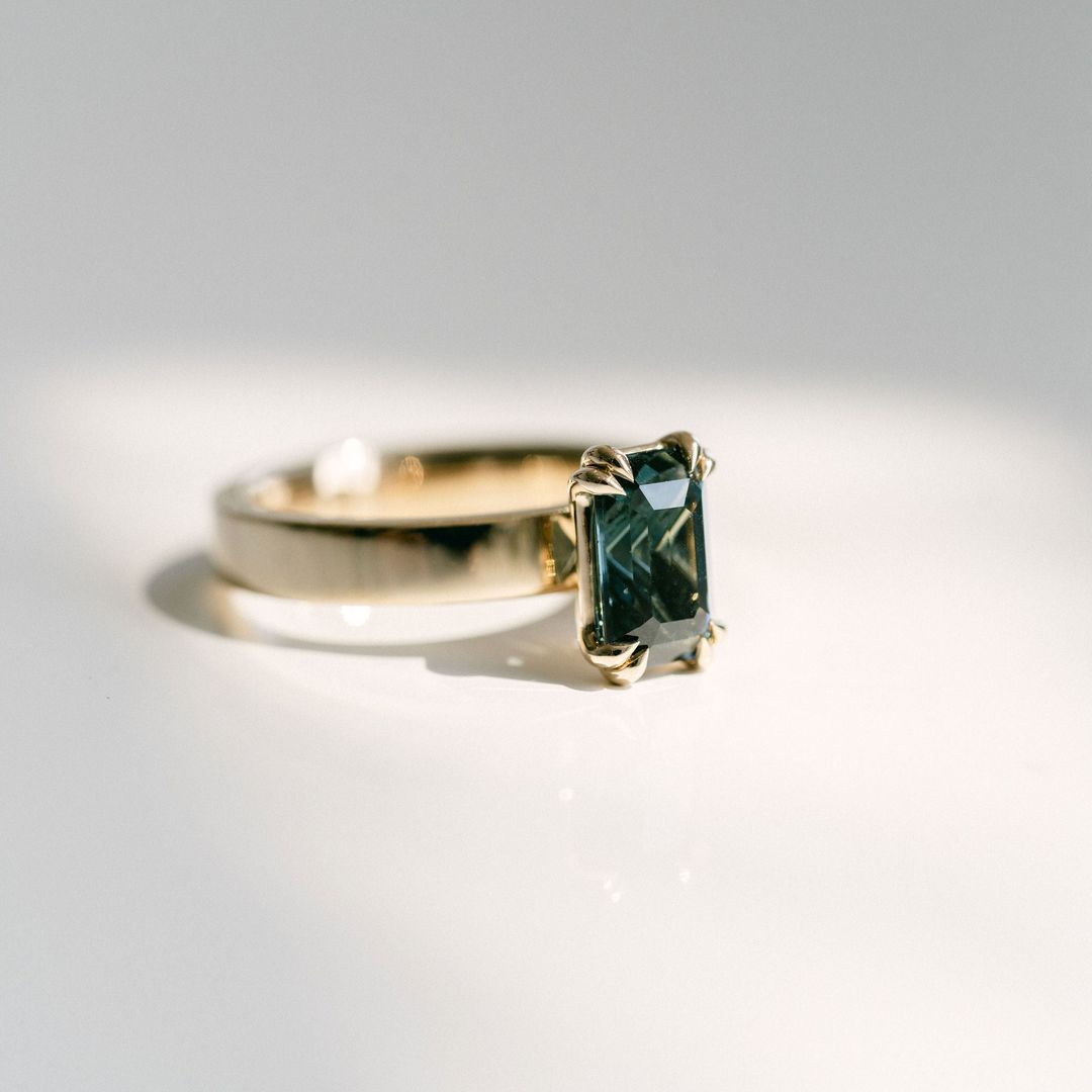 3.5 CT Round Pave Lab Grown Blue Sapphire Engagement Ring