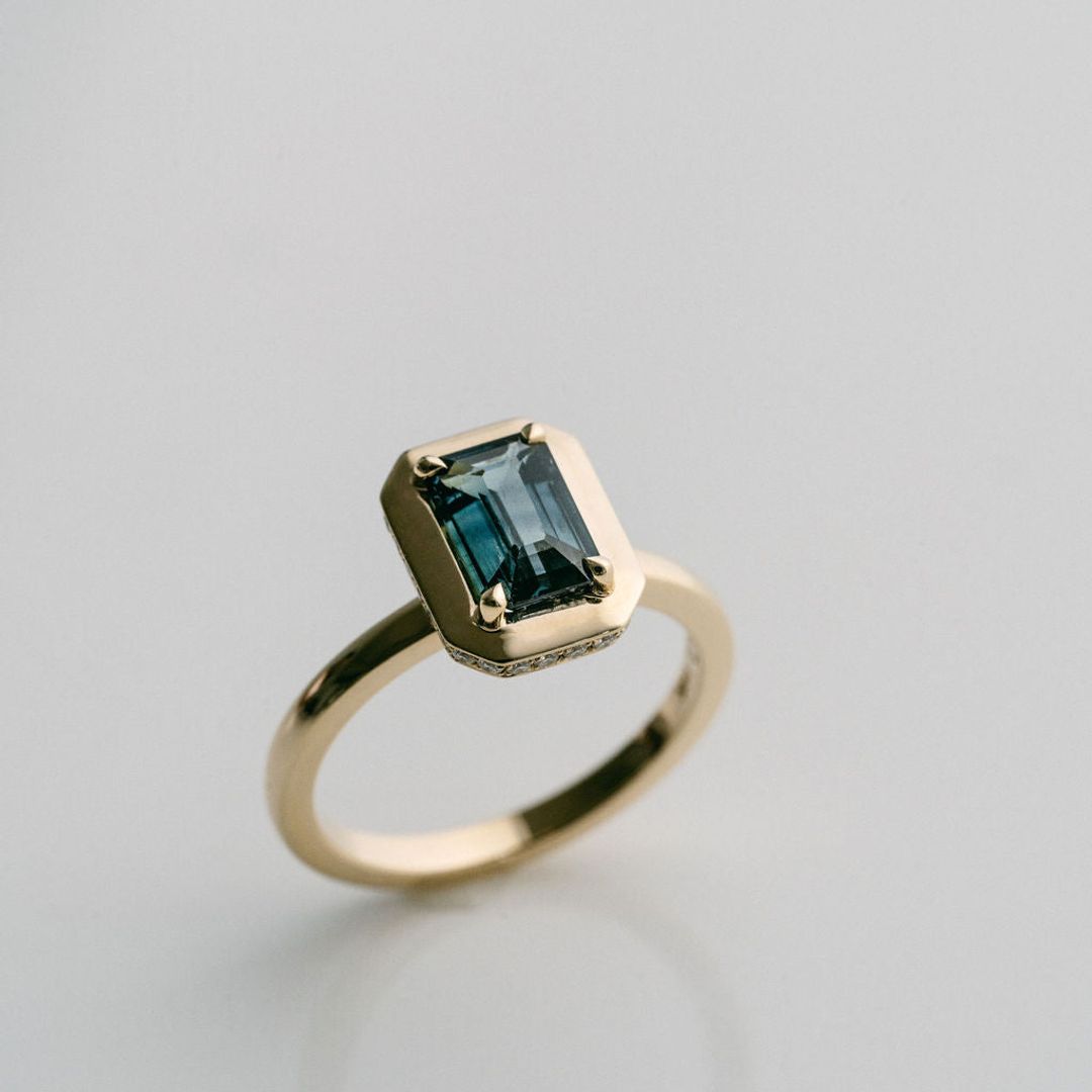 3.5 CT Round Pave Lab Grown Blue Sapphire Engagement Ring