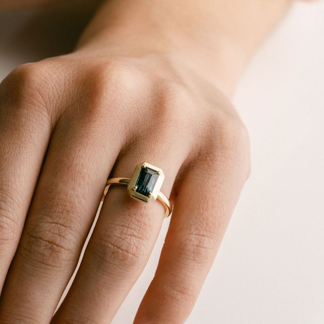 3.5 CT Round Pave Lab Grown Blue Sapphire Engagement Ring