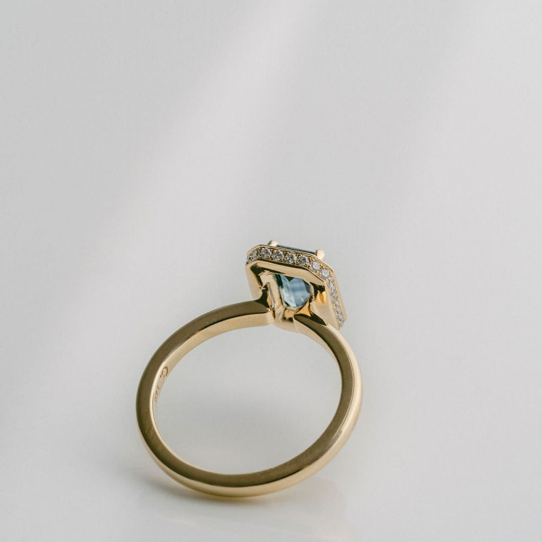 3.5 CT Round Pave Lab Grown Blue Sapphire Engagement Ring