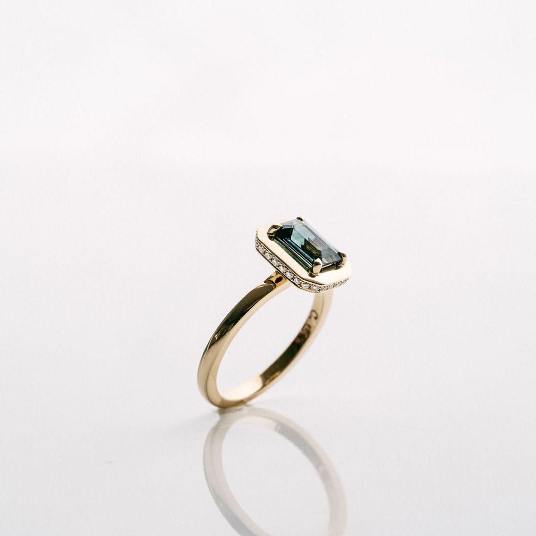 3.5 CT Round Pave Lab Grown Blue Sapphire Engagement Ring