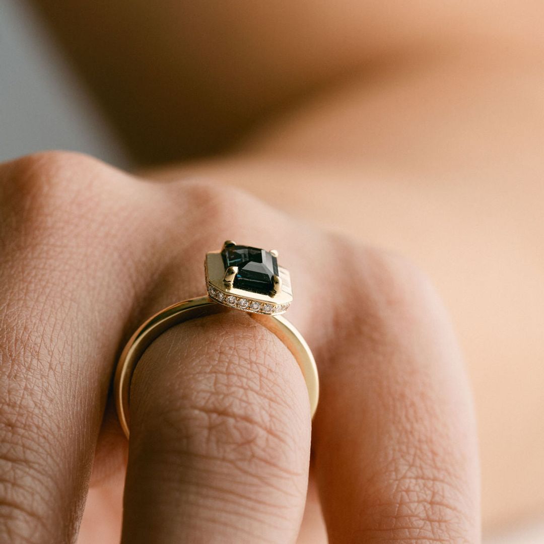 3.5 CT Round Pave Lab Grown Blue Sapphire Engagement Ring