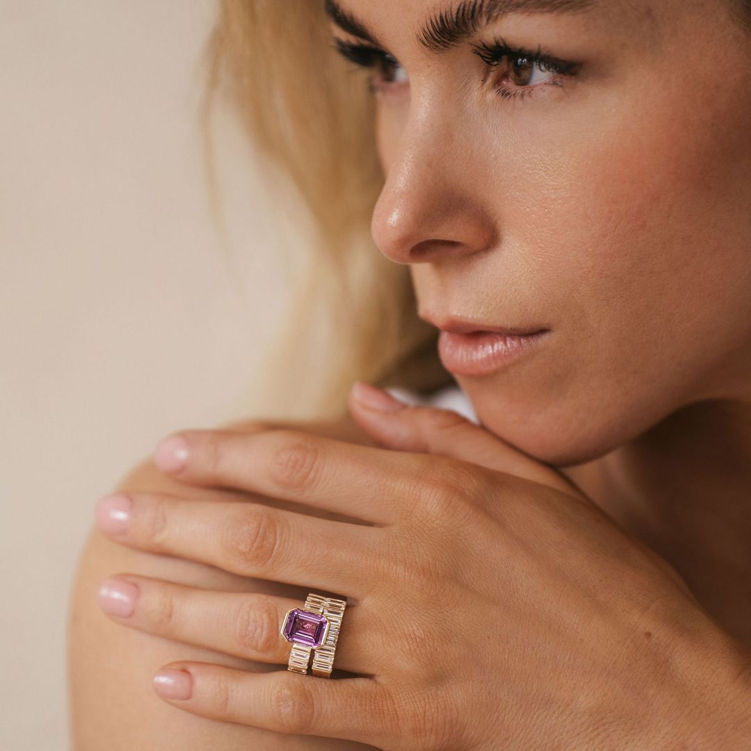 3.5 CT Round Pave Lab Grown Blue Sapphire Engagement Ring