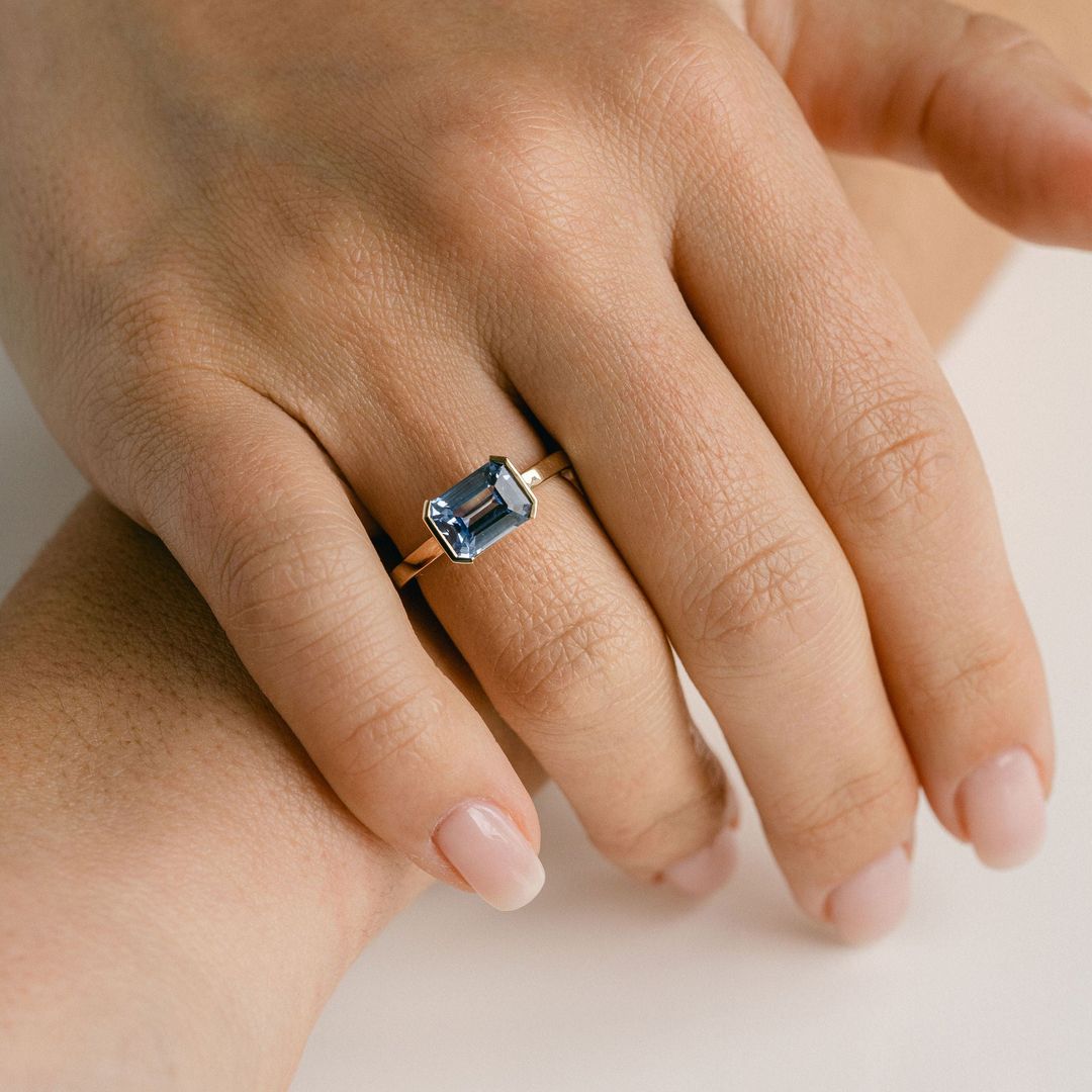 3.5 CT Round Pave Lab Grown Blue Sapphire Engagement Ring