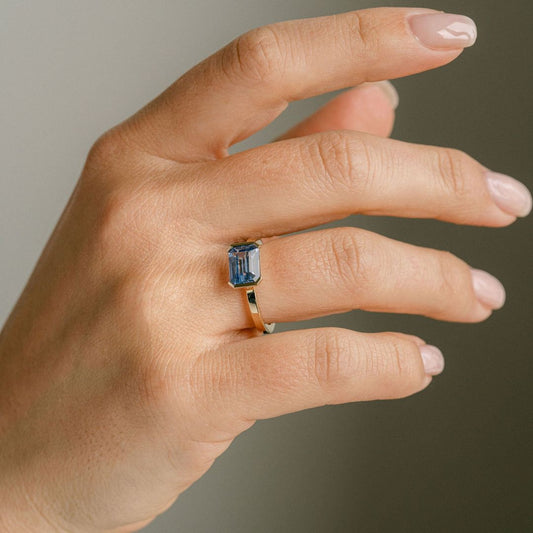 3.5 CT Round Pave Lab Grown Blue Sapphire Engagement Ring