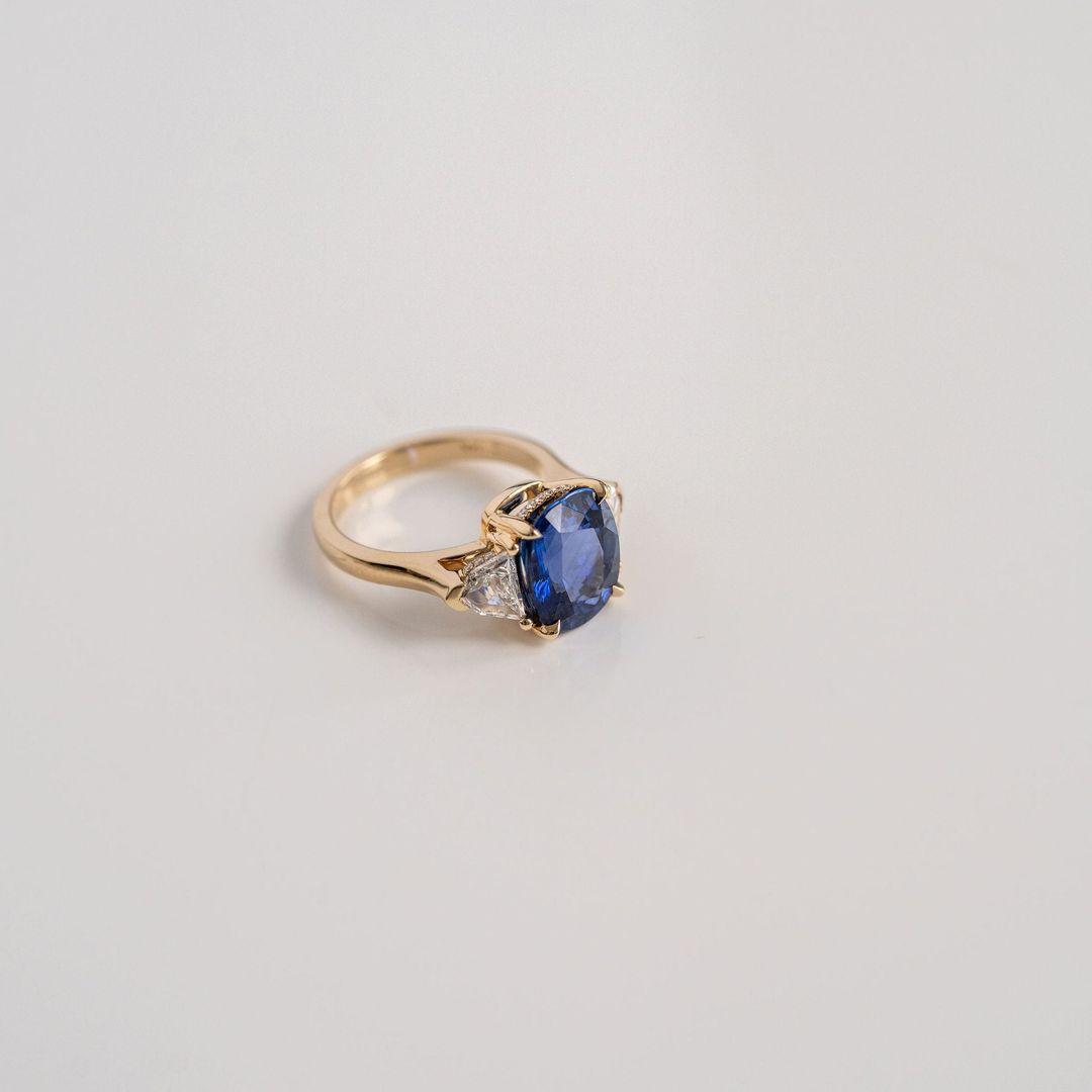 3.5 CT Round Pave Lab Grown Blue Sapphire Engagement Ring