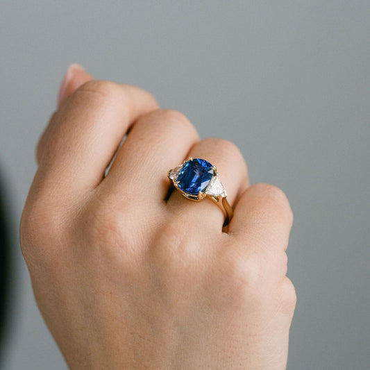 3.5 CT Round Pave Lab Grown Blue Sapphire Engagement Ring