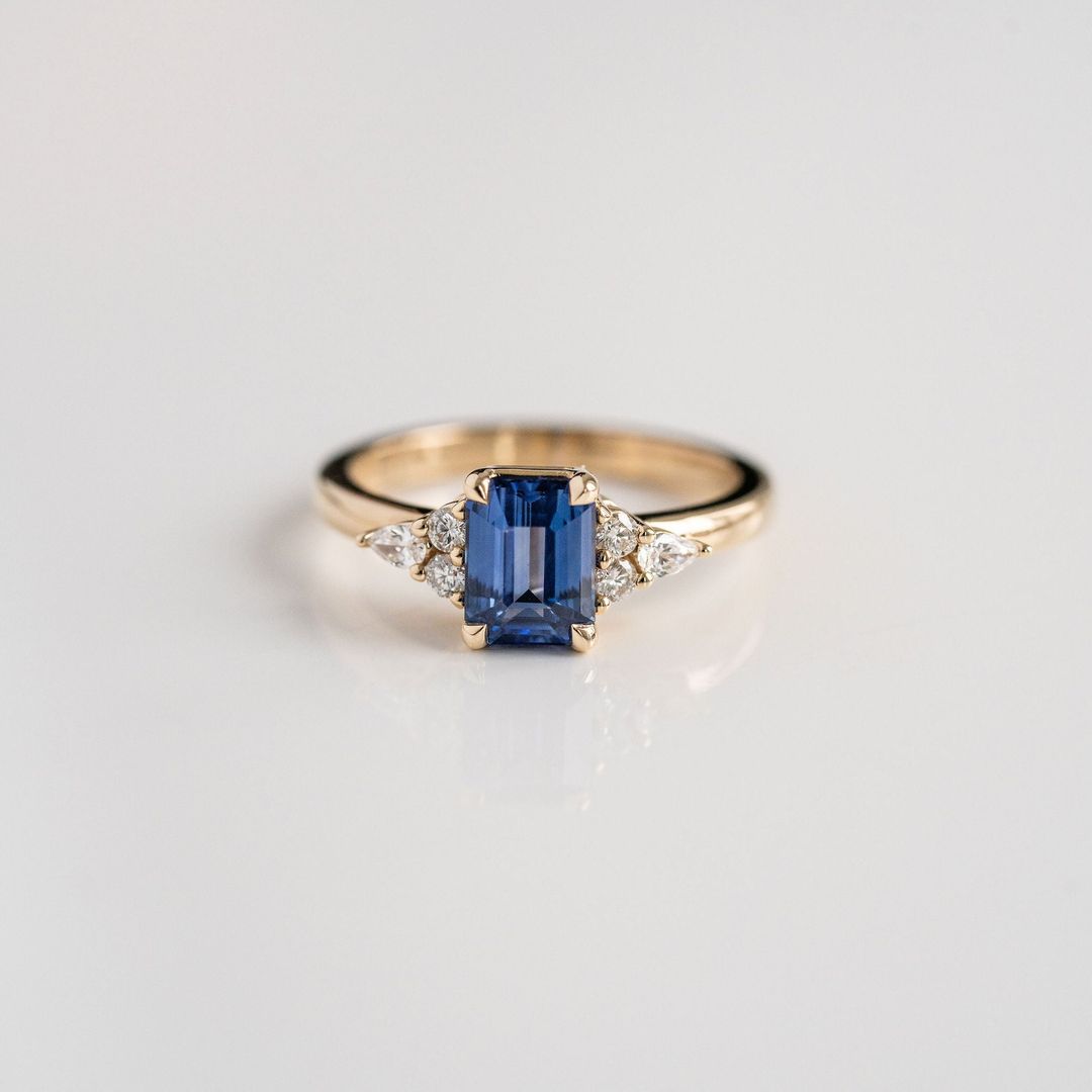 3.5 CT Round Pave Lab Grown Blue Sapphire Engagement Ring