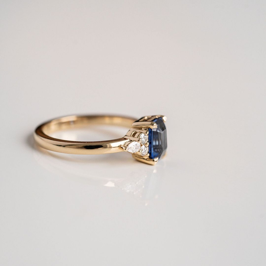 3.5 CT Round Pave Lab Grown Blue Sapphire Engagement Ring