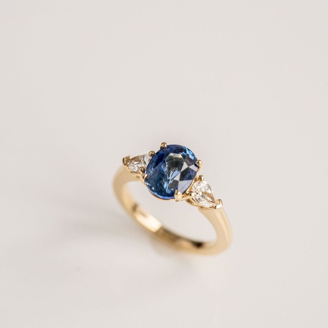 3.5 CT Round Pave Lab Grown Blue Sapphire Engagement Ring