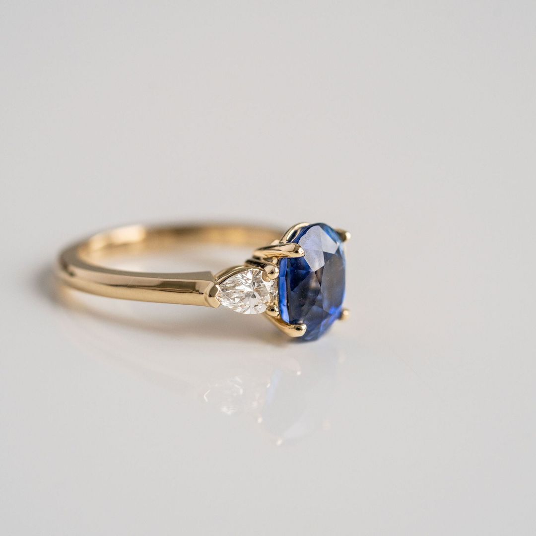 3.5 CT Round Pave Lab Grown Blue Sapphire Engagement Ring