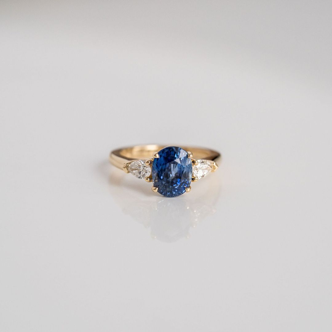 3.5 CT Round Pave Lab Grown Blue Sapphire Engagement Ring