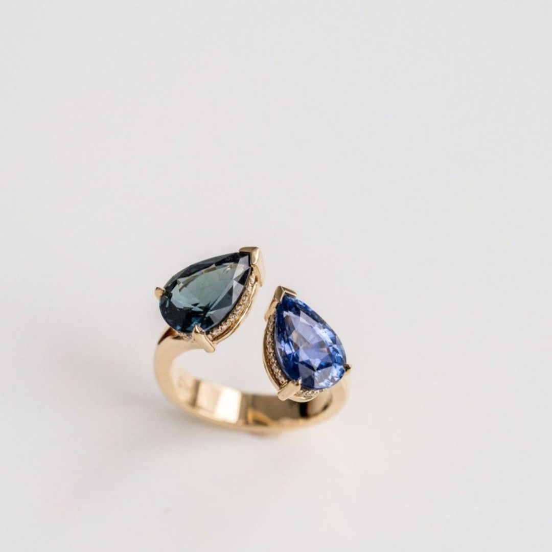 3.5 CT Round Pave Lab Grown Blue Sapphire Engagement Ring