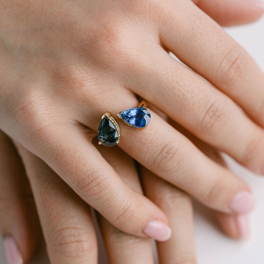 3.5 CT Round Pave Lab Grown Blue Sapphire Engagement Ring
