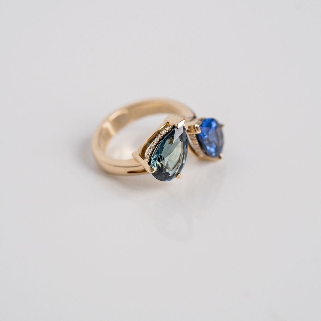 3.5 CT Round Pave Lab Grown Blue Sapphire Engagement Ring