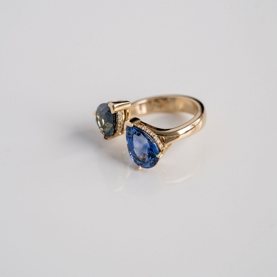 3.5 CT Round Pave Lab Grown Blue Sapphire Engagement Ring