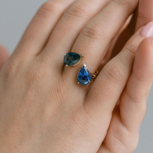 3.5 CT Round Pave Lab Grown Blue Sapphire Engagement Ring