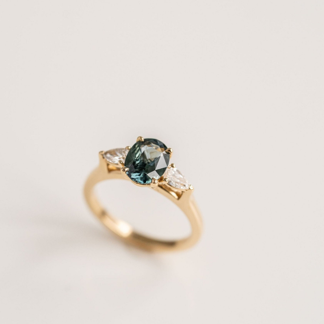 3.5 CT Round Pave Lab Grown Blue Sapphire Engagement Ring