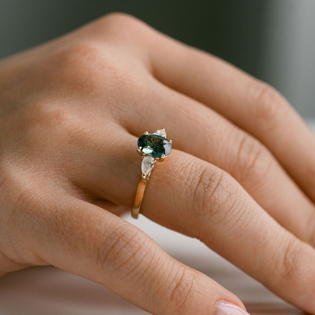 3.5 CT Round Pave Lab Grown Blue Sapphire Engagement Ring