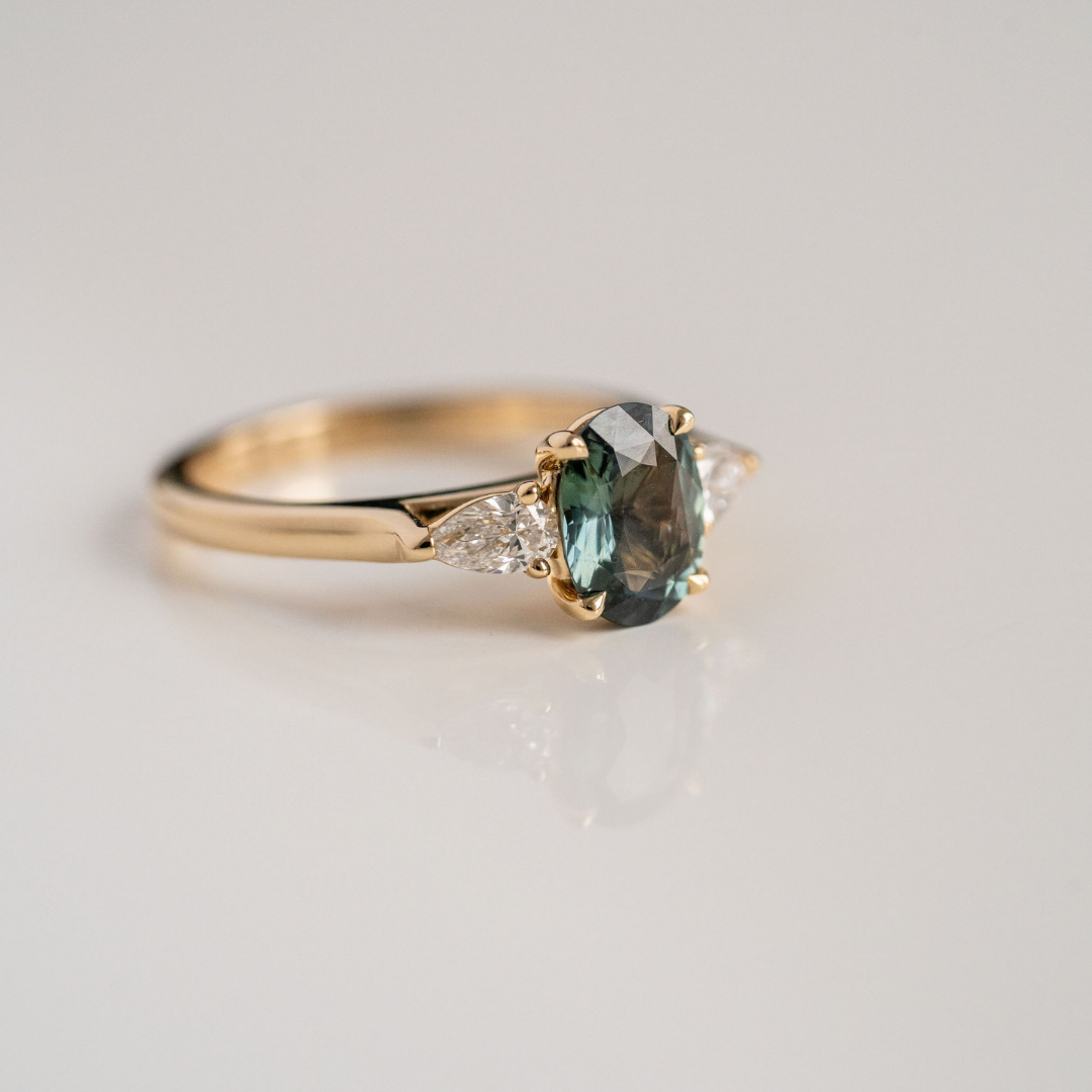 3.5 CT Round Pave Lab Grown Blue Sapphire Engagement Ring
