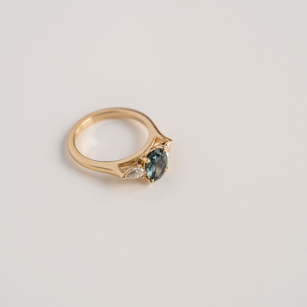3.5 CT Round Pave Lab Grown Blue Sapphire Engagement Ring