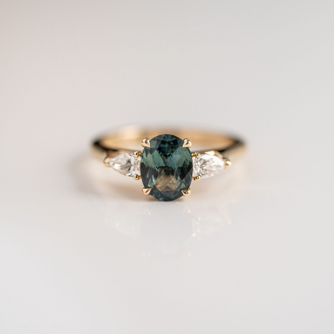3.5 CT Round Pave Lab Grown Blue Sapphire Engagement Ring