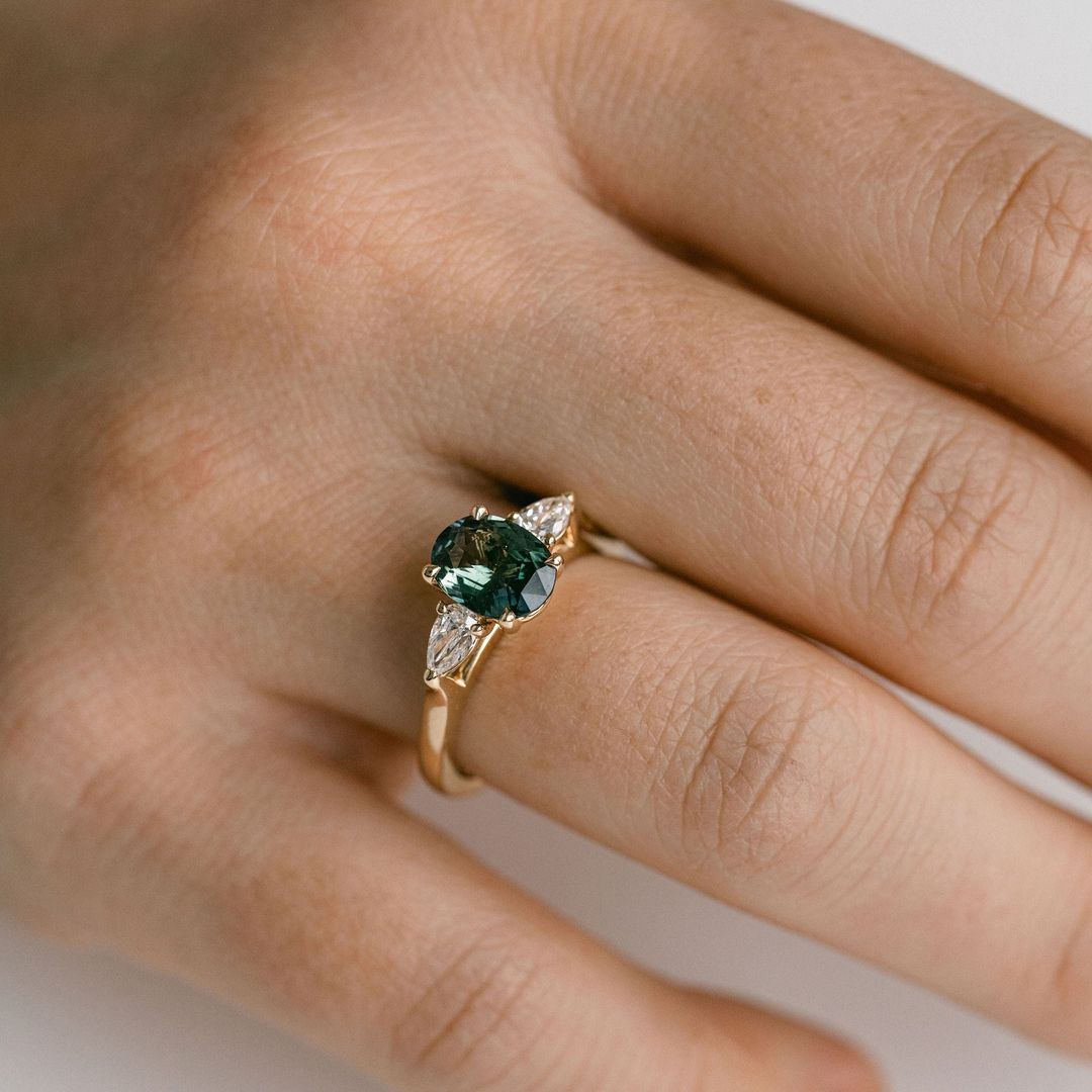 3.5 CT Round Pave Lab Grown Blue Sapphire Engagement Ring