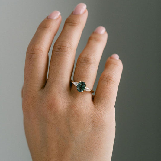 3.5 CT Round Pave Lab Grown Blue Sapphire Engagement Ring