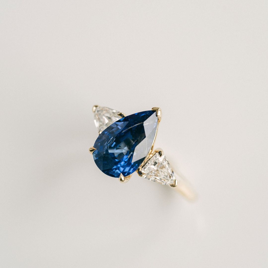 3.5 CT Round Pave Lab Grown Blue Sapphire Engagement Ring