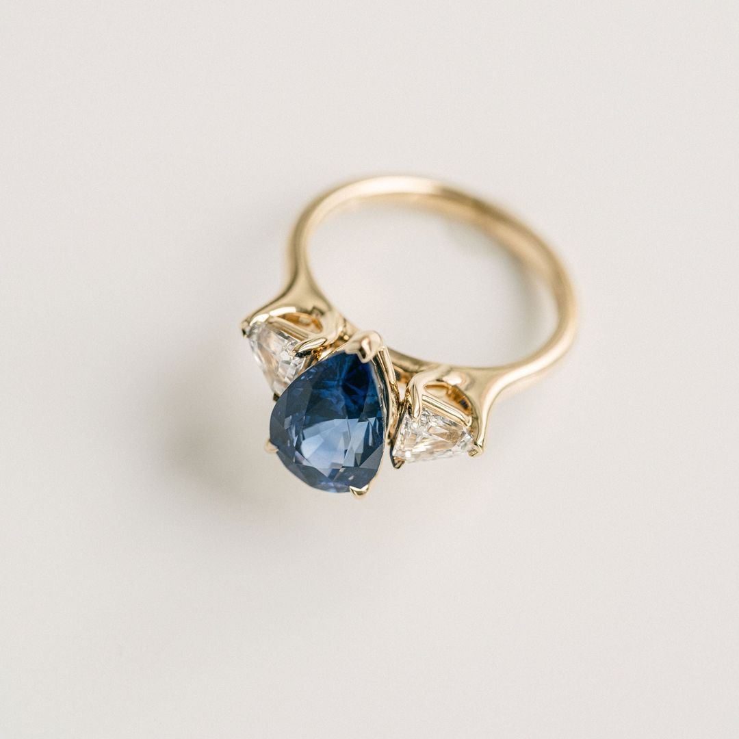 3.5 CT Round Pave Lab Grown Blue Sapphire Engagement Ring