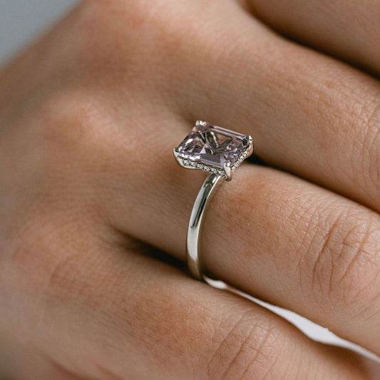 3.5 CT Round Pave Lab Grown Blue Sapphire Engagement Ring