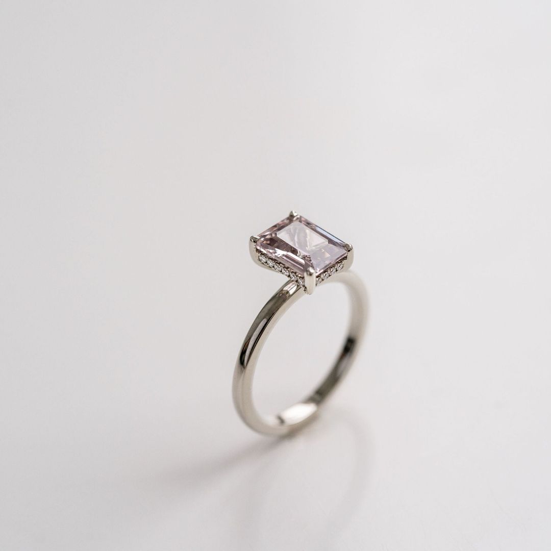 3.5 CT Round Pave Lab Grown Blue Sapphire Engagement Ring