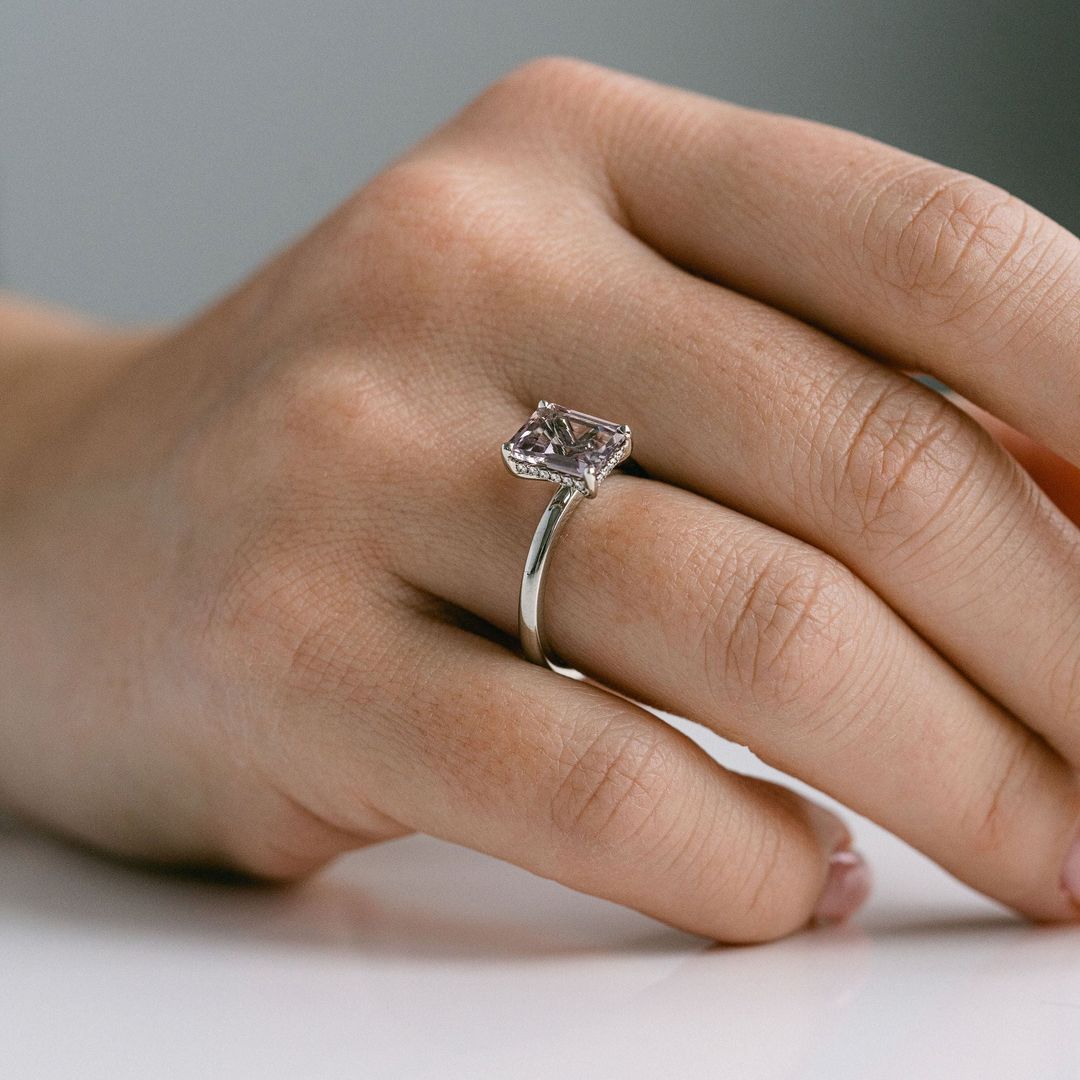 3.5 CT Round Pave Lab Grown Blue Sapphire Engagement Ring