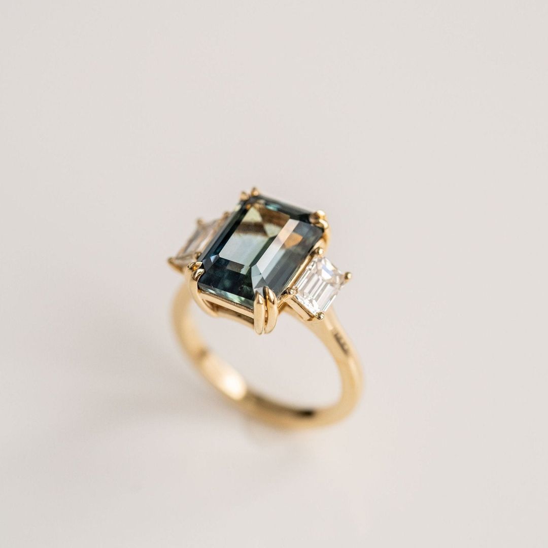 3.5 CT Round Pave Lab Grown Blue Sapphire Engagement Ring