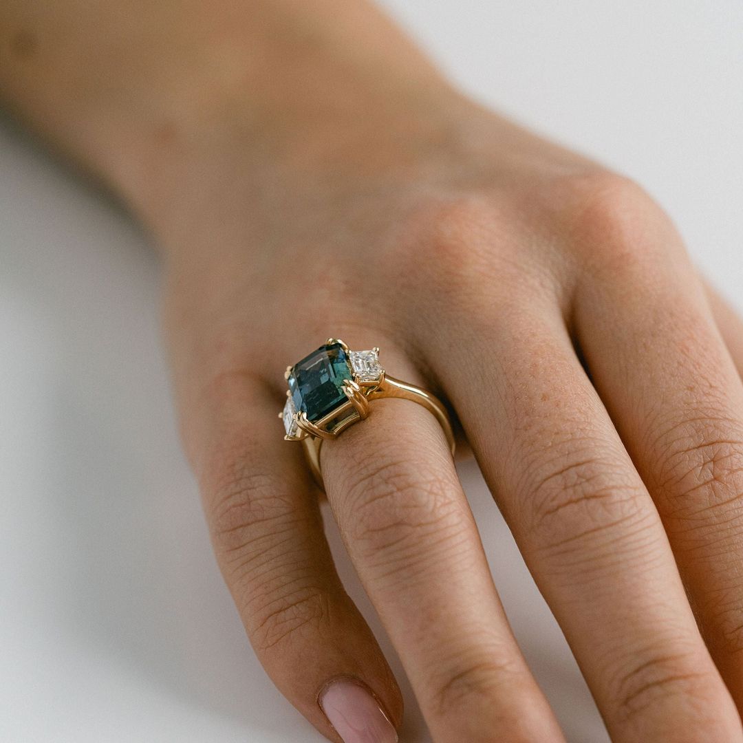 3.5 CT Round Pave Lab Grown Blue Sapphire Engagement Ring