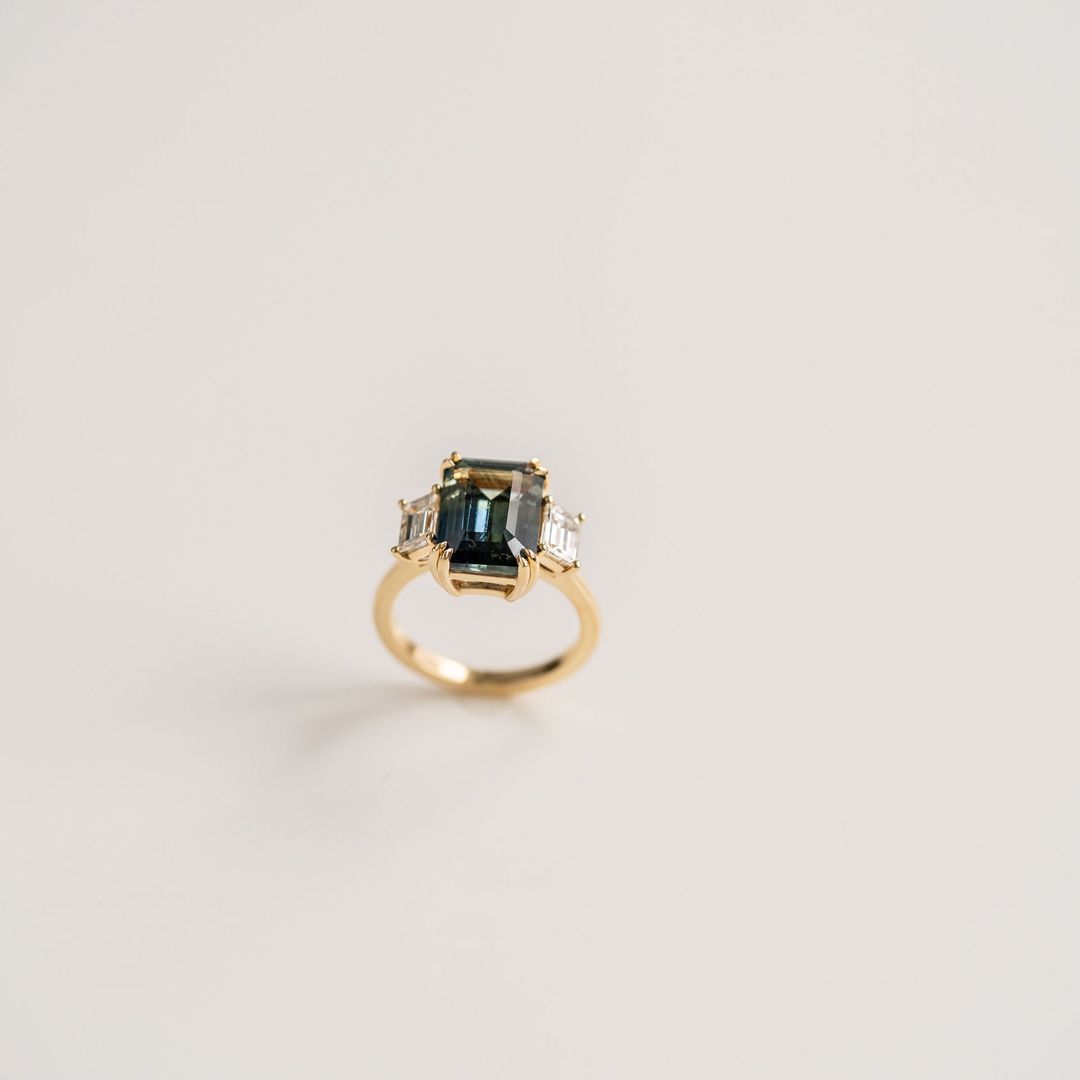 3.5 CT Round Pave Lab Grown Blue Sapphire Engagement Ring