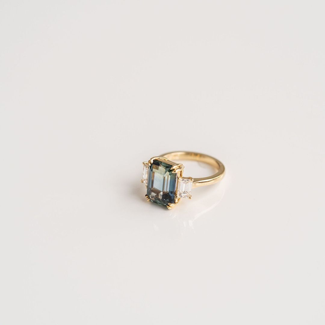 3.5 CT Round Pave Lab Grown Blue Sapphire Engagement Ring