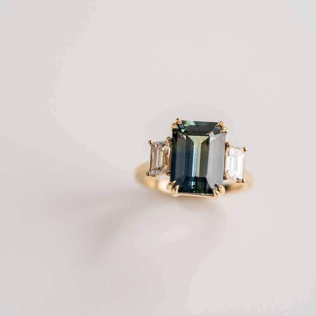 3.5 CT Round Pave Lab Grown Blue Sapphire Engagement Ring