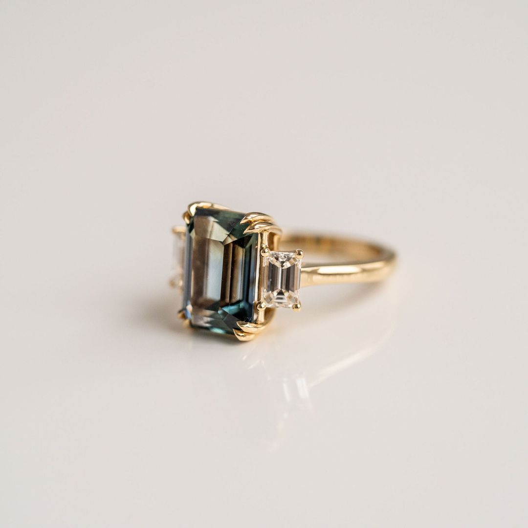3.5 CT Round Pave Lab Grown Blue Sapphire Engagement Ring