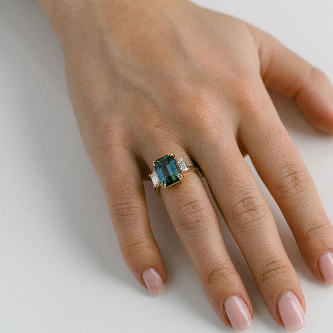 3.5 CT Round Pave Lab Grown Blue Sapphire Engagement Ring