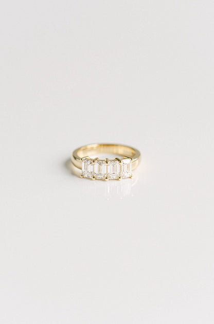 2.00 TCW Emerald Half Eternity Lab Grown Diamond Wedding Band