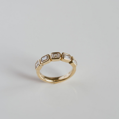 1.00 TCW Emerald Bezel Lab Grown Diamond Wedding Band