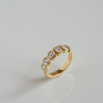 1.40 TCW Emerald Bezel Lab Grown Diamond Wedding Band