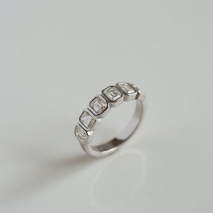 1.40 TCW Emerald Bezel Lab Grown Diamond Wedding Band